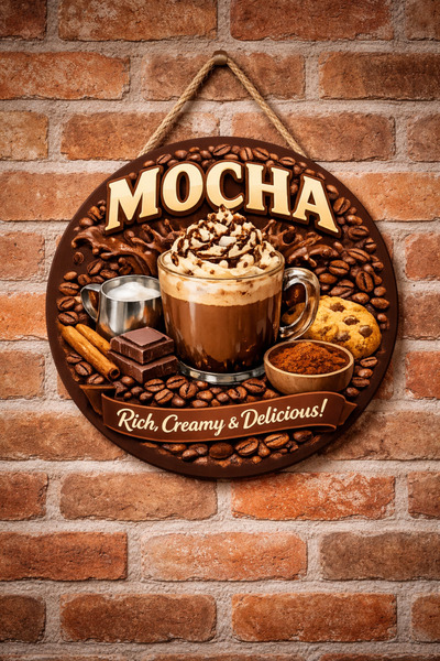 Mayeka Ornament decorativ din lemn pentru ușă de perete, cu tematică Mocha, p...
