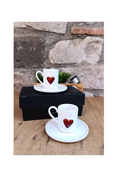 SENA HEDİYELİK 2 Li Heart-Shaped Coffee Cup