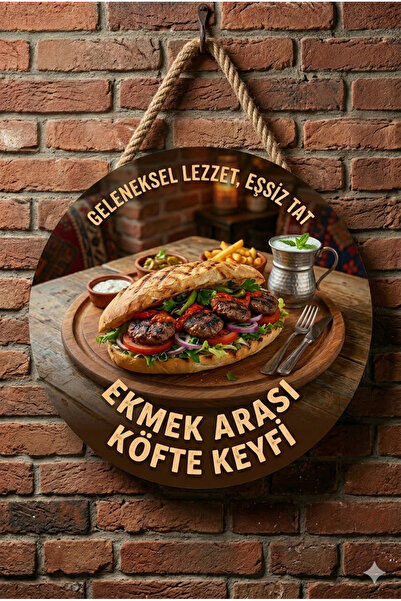 Mayeka Ekmek Arası Köfte Temalı Büfeler Cafeler Köfteciler İçin Ahşap Duvar K...