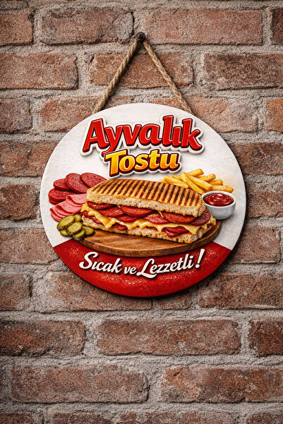 Mayeka Ayvalık Tostu Temalı Büfeler Cafeler Tostçular İçin Ahşap Duvar Kapı D...