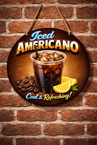 Mayeka Iced Americano Temalı Cafeler Kahveciler Baristalar İçin Ahşap Duvar K...