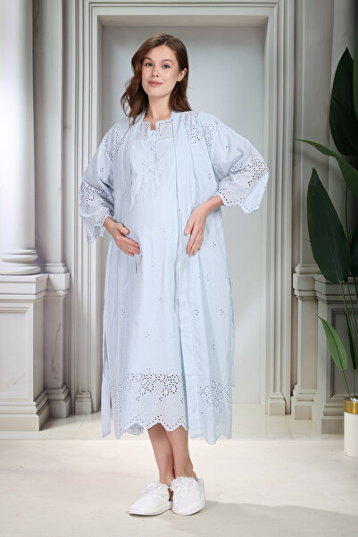 Lohussa روب نوم من الكتان الأزرق من نيو سيزون، تصميم خاص من القطن، روب نوم لل...