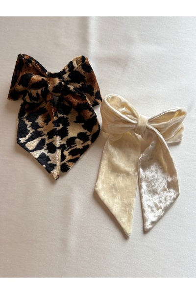 vikivin bebe مجموعة من 2 مشابك شعر مخملية - 8 سم مع مشبك أوتوماتيكي