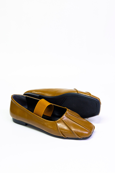 azza shoes Safi Rubber Detailed Crinkled Matte Everyday Ballet Flats