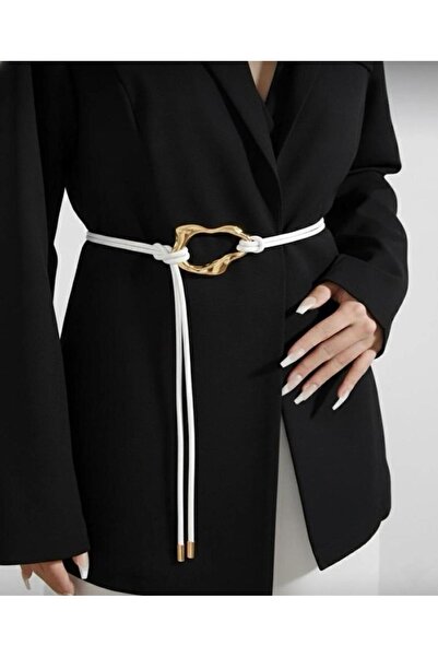 Mynoa Burgundy/Gold Buckle Knot Detailed Women's Belt Jacket Belt Shirt Belt