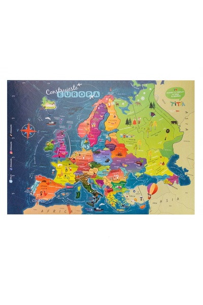 TITIA Puzzle Educativ Mare "Construieste Europa" cu Tari, Relief, Steaguri si...