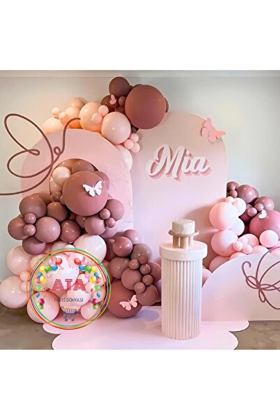 TATLI GÜNLER Doğum Günü Konsepti *rosewood*makaron Pembe* 60 Lı Balon Zinciri...