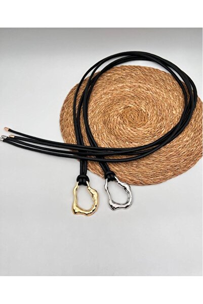 Mynoa Σετ 2 τεμαχίων: Γυναικεία ζώνη με λεπτομέρεια κόμπου με ασημένια και χρ...