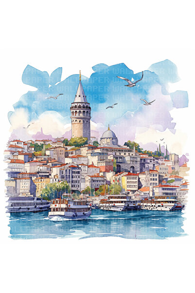 Arterior Wallpaper İstanbul suluboya poster duvar kağıdı