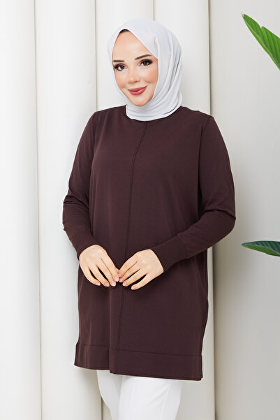 Pamuk Butik Women's Rayon Mercerized Knitwear Tunic with Middle Seam