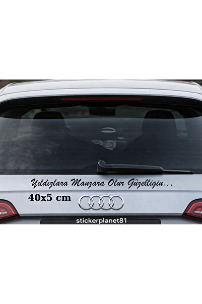 AlpiLeo Yıldızlar Manzara Olur Güzelliğin Yazılı Oto Cam Sticker 40x5 cm Araç...