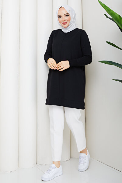 Pamuk Butik Women's Rayon Mercerized Knitwear Tunic with Middle Seam