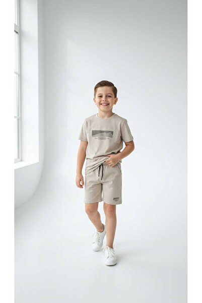NURTOPU Boy's Set in Light Beige - Shorts Set, Super Quality, Full Lycra, Oys...