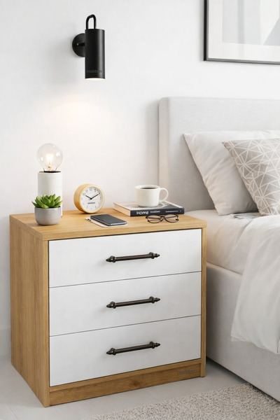 Mobben Üç Çekmeceli Komodin Yatak Yanı Yan Sehpası Başucu Yatak Odası