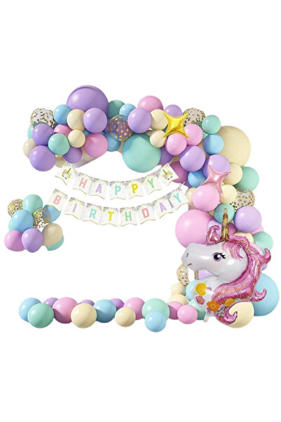 ANTADESIM Set arcada baloane decorative Unicorn din 147 piese, ANTADESIM, ara...
