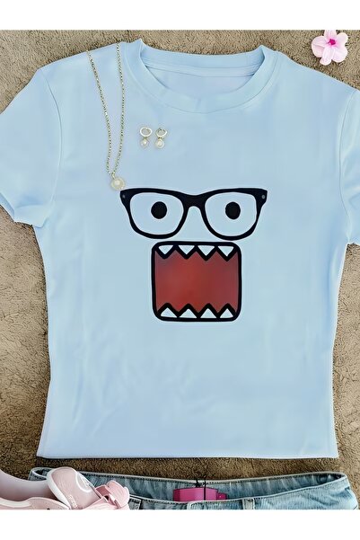 Toum Kemer Boy Domo Kun Wombat Glasses Characters Crop Bluz