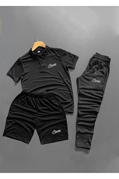 NOFLEN Polo Collar 3-Piece Chicago Men's Scuba Bottom and Top Tracksuit Set