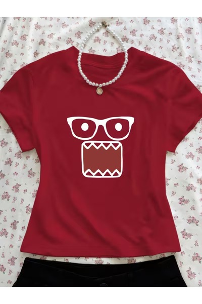Toum Kemer Boy Domo Kun Wombat Glasses Characters Crop Blouse