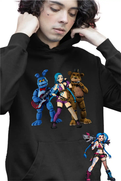OEM Παιδικό Φούτερ με Κουκούλα για Αγόρια Jinx Fnaf Arcane Fredy Runeterra