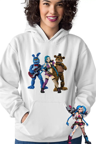OEM Women's Hoodie Jinx Fnaf Arcane Fredy Runeterra