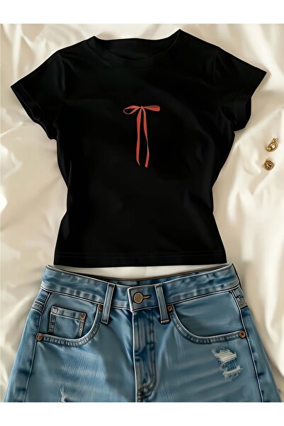 Toum Kemer Boy Cute Ribbon Crop Blouse