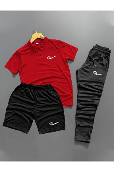 NOFLEN Polo Collar 3-Piece Grove Men's Scuba Bottom and Top Tracksuit Set
