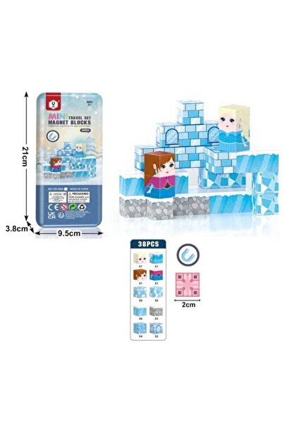 sallma Blocuri de construcție magnetice, 38 de piese, compatibile cu Minecraf...