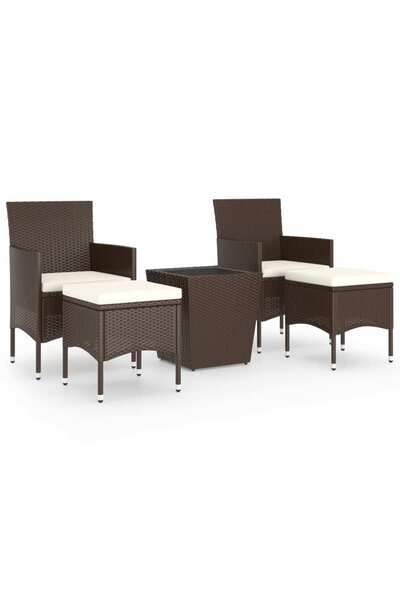 vidaxl Set mobilier bistro, 3 piese, maro, poliratan/sticlă securizată