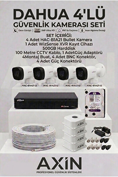 DAHUA 4'lü Güvenlik Kamerası Seti - Full Paket - 500GB HDD