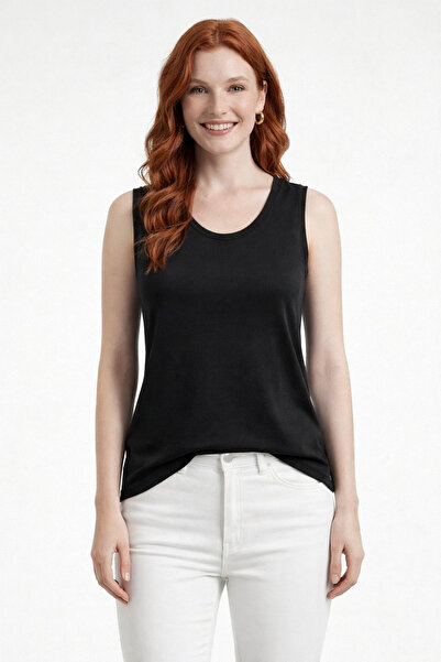 Neden Tekstil Μαύρο γυναικείο αμάνικο μπλουζάκι στάνταρ