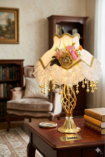 knoffer will dich nur... Lüks Dekoratif Abajur 45 cm Metal Gövde, Kumaş Şapka...