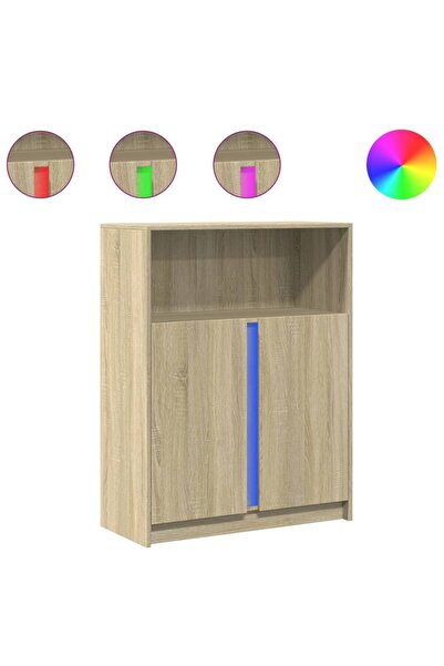 vidaxl LED cabinet, sonoma oak, 77x34x100 cm, engineered wood