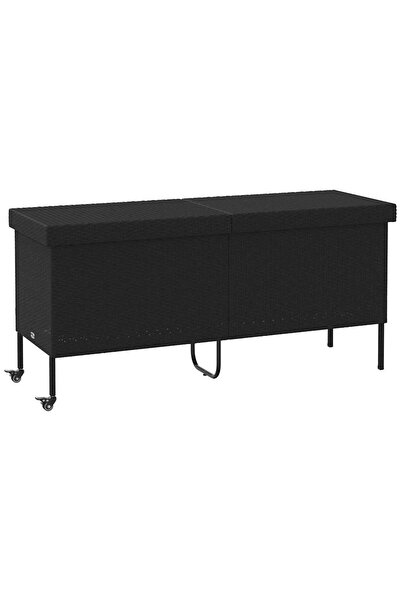 vidaxl Ladă depozitare de grădină cu roți negru 160x55x75 cm poliratan