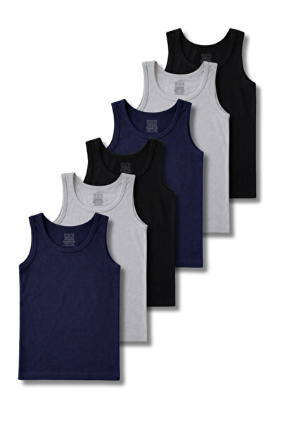 Panfilia 95% Cotton Lycra Combed Cotton Boys' Undershirt Set of 6 / Undershir...