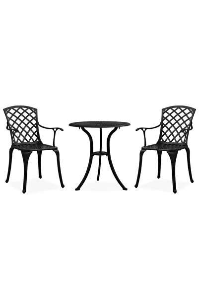 vidaxl Set mobilier bistro, 3 piese, negru, aluminiu turnat