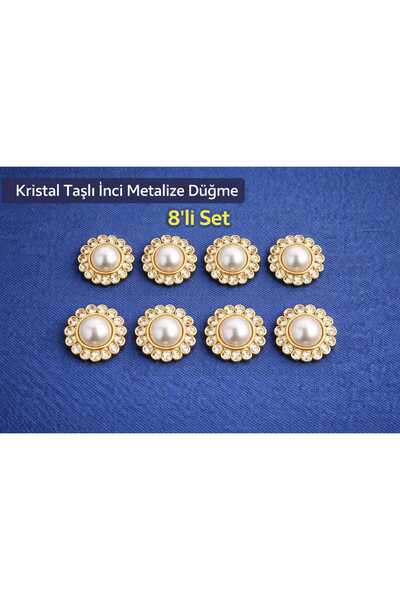 beyna aksesuar NASTURE METALIZAT AURIT CU PIATRA DE CRISTAL ȘI PERLE 1,5 CM 1...