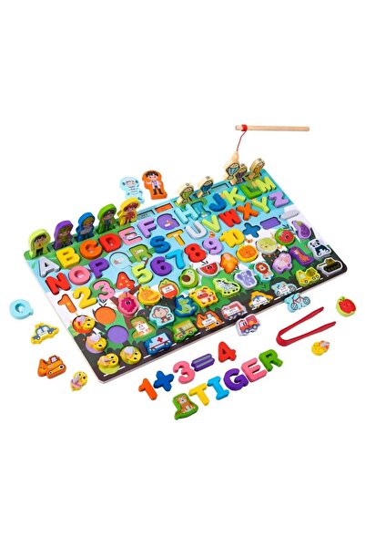 Montessori 7 in 1 Wooden Game, Logarithmic, Letters, Numbers, Shapes, Animals...