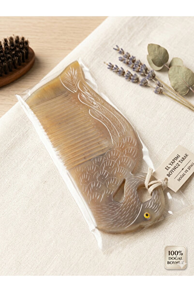 Efsoon Organics 100% Real Buffalo Horn Handcrafted Comb with Bird Figure
