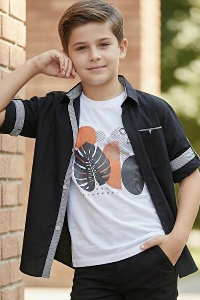 Trend Mix Kids 11-15 Αγορίστικο μπλουζάκι με αναδιπλούμενα μανίκια, πουκάμισο...