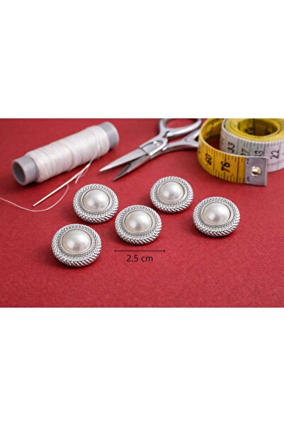 beyna aksesuar Pearlized Gold Metallized Button 2.5 cm 1 Pack 4 Pieces