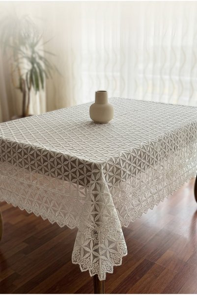 atak by atak home collection مفرش طاولة من الدانتيل الفرنسي بنمط النجوم - دانتيل كامل، تصميم أنيق وفاخر