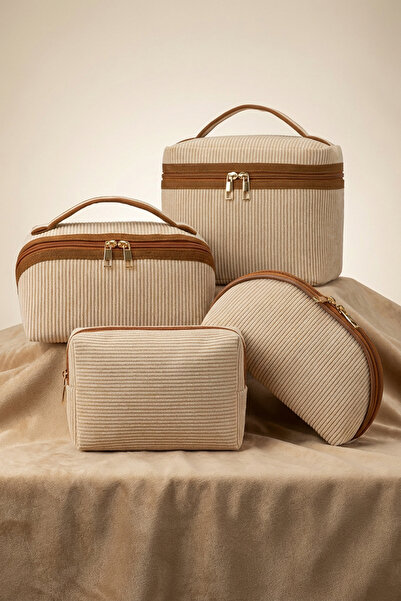 Lui Baby 4-Piece Makeup & Organizer Bag Set Stylish Textured Fabric, Zippered...