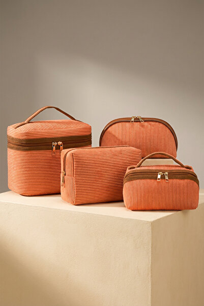 Lui Baby 4-Piece Makeup & Organizer Bag Set Stylish Textured Fabric, Zippered...