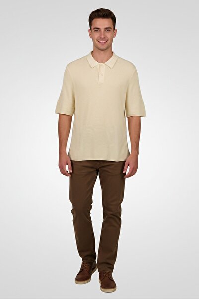 SANDRO قميص بولو رجالي بأكمام قصيرة وقصة عادية مع فتحات تهوية، باللون الأصفر ...