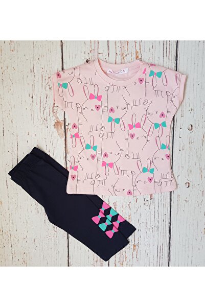 Miniworld Baby Girls' 2-piece set with bunny print, cotton, t-shirt and tights