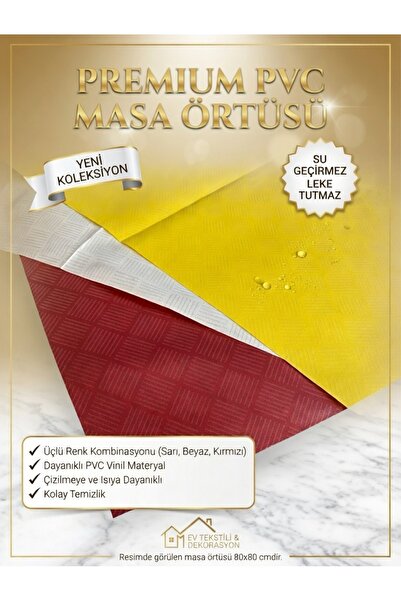 House 6 Adet 3 Çeşit 80x80 PVC Masa Örtüsü - Su & Leke Geçirmez, Dayanıklı Vi...