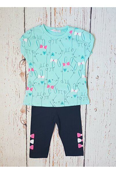 Miniworld Baby Girls' 2-piece set with bunny print, cotton, t-shirt and tights