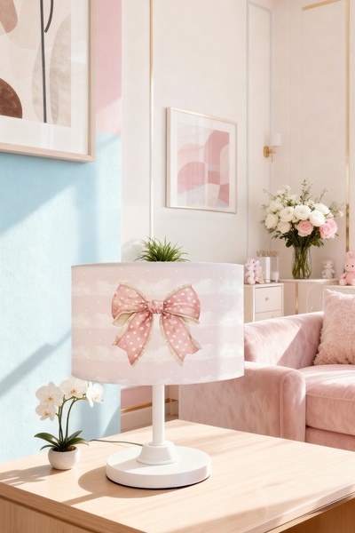 EVPANYA Pastel Polka Dot Bow Patterned Children's Room Lampshade
