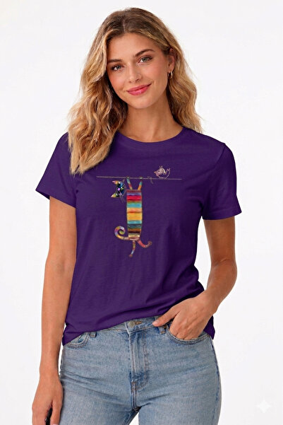 VODEXA Tricou oversize CAMBAZ CAT Imprimat 100% bumbac Tricou cu croială conf...