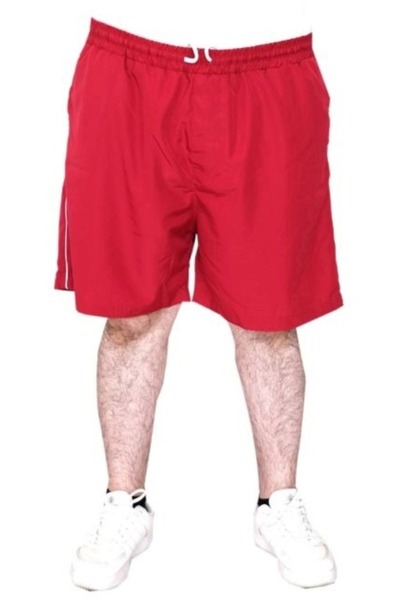 cusseli Large Size Men's Swim Shorts White Line 21451 Claret Red